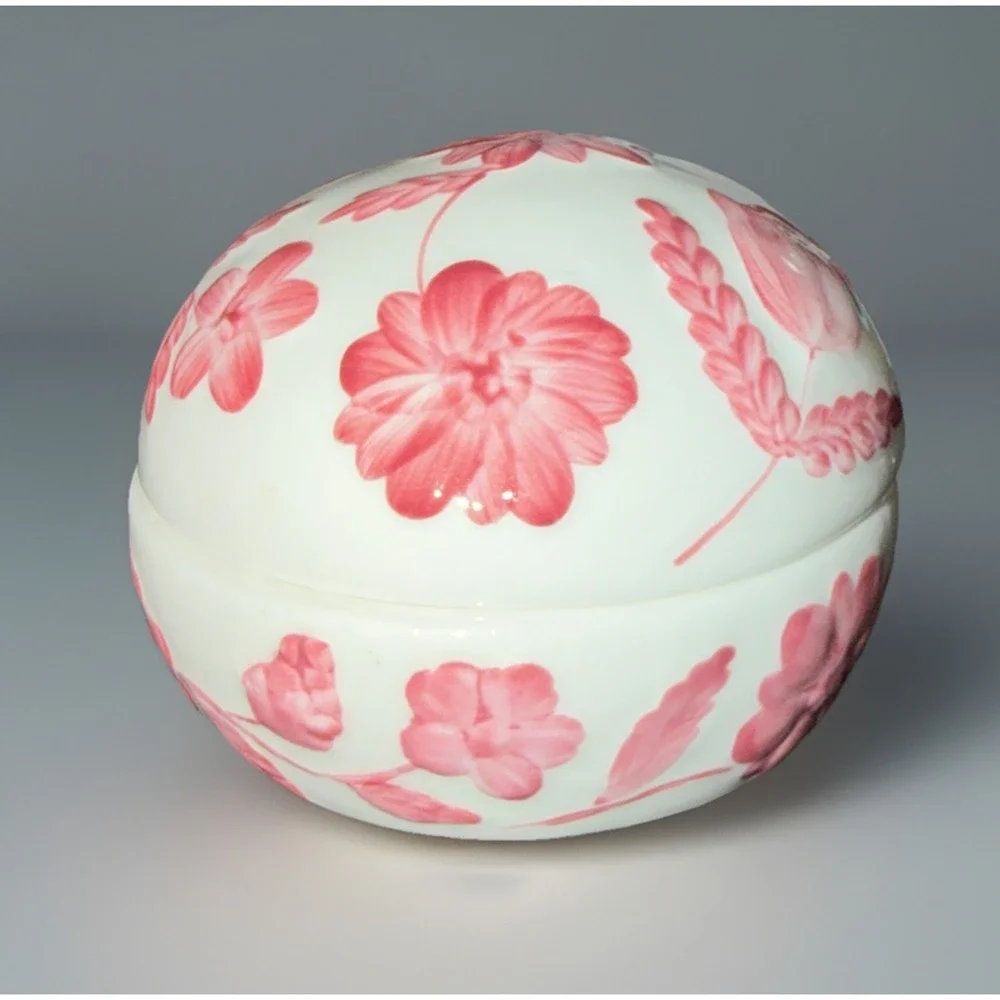 Vtg 80s Jolie Fleurs Bone‎ China Seymour Mann White/Pink Floral Trinket Dish